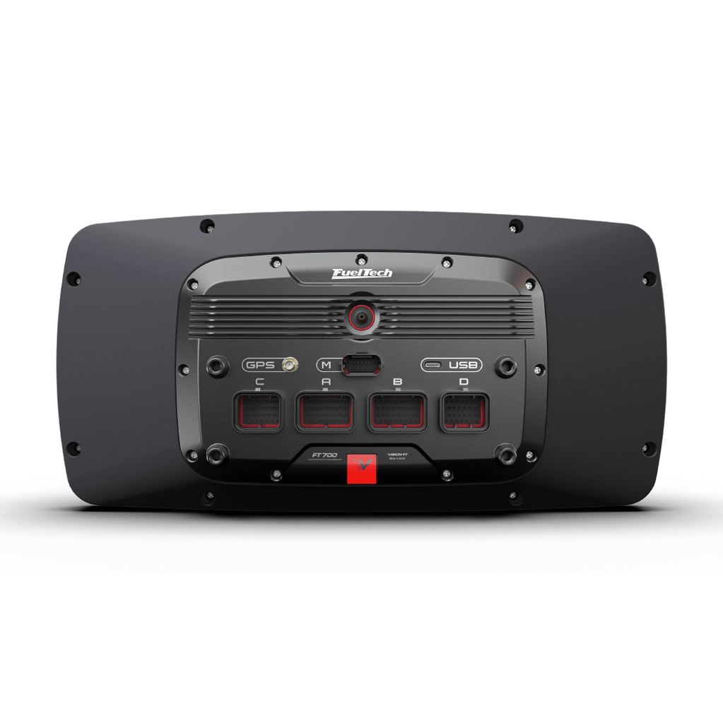 FuelTech FT700Plus ECU - Back has multiple automotive connector ports, USB port, GPS coax connector, and more! Compatible with FT600 wiring harness connectors. 