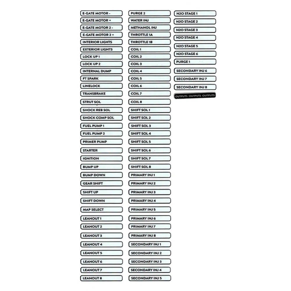 FuelTech Input/Output Label Kit